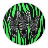 Trendy Lime Zebra Kudde op Zebraprint Keramische Knop (Voorkant)