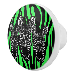 Trendy Lime Zebra Kudde op Zebraprint Keramische Knop