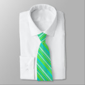 Trendy Limegroene Aqua Turquoise Strepen Patroon Stropdas (Gebonden)