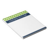 Trendy Limoen Chevron Navy Custom Name Notitieblok (Schuin)