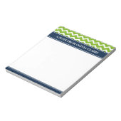 Trendy Limoen Chevron Navy Custom Name Notitieblok (Linkerzijde)