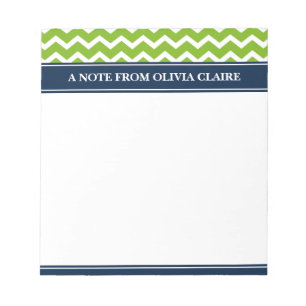 Trendy Limoen Chevron Navy Custom Name Notitieblok