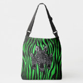 Trendy Limoen Zebra Herd op Zebra Print Crossbody Tas (Voorkant)