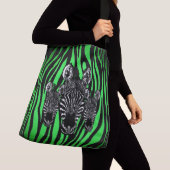 Trendy Limoen Zebra Herd op Zebra Print Crossbody Tas (Dichtbij)