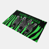 Trendy Limoen Zebra Herd op Zebra Print Deurmat (Schuin)
