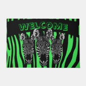 Trendy Limoen Zebra Herd op Zebra Print Deurmat (Voorkant)