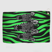 Trendy Limoen Zebra Herd op Zebra Print Golfhanddoek (Horizontaal)