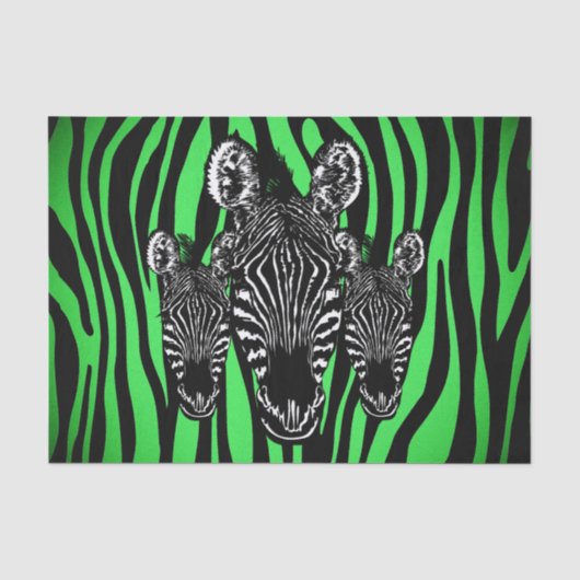 Trendy Limoen Zebra Herd op Zebra Print Tissuepapier (Voorkant)