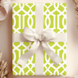 Trendy limoengroen & wit Marokkaans traliewerkpatr Cadeaupapier