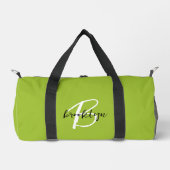 Trendy limoengroen zwart wit script monogram  plunjezak (Voorkant)