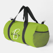 Trendy limoengroen zwart wit script monogram  plunjezak (Rechterhoek)