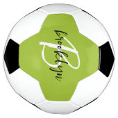 Trendy limoengroen zwart wit script monogram  voetbal (Gedraaid)