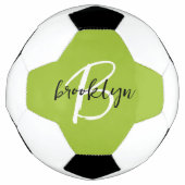 Trendy limoengroen zwart wit script monogram  voetbal (Voorkant)