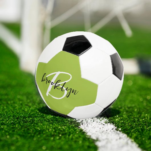 Trendy limoengroen zwart wit script monogram  voetbal