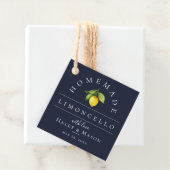 Trendy Limoncello Navy Blue Wedding Bedankjes Labels (In situ)