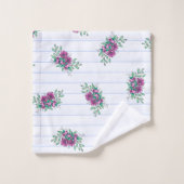 Trendy Lined Paper & Paarse Doodle Florals Bad Handdoek (Wasdoekje)