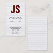Trendy Lined Paper Pattern Monogram Visitekaartje (Voorkant / Achterkant)