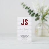 Trendy Lined Paper Pattern Monogram Visitekaartje (Staand voorkant)