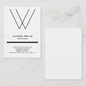 Trendy linen modern simpel monogram visitekaartje (Voorkant / Achterkant)
