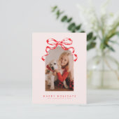 Trendy lint boog gebogen foto Vakantie/Kerstmis Feestdagenkaart (Staand voorkant)