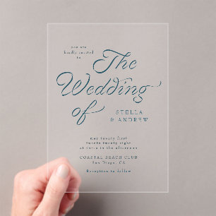 Trendy Lint Elegant Script Trouw Uitnodiging