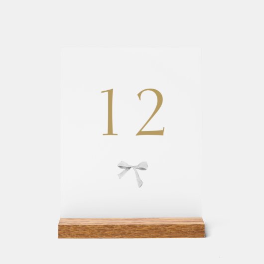 Trendy lint wit bruiloft tafel nummer acryl bord (Voorkant)