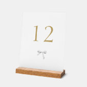 Trendy lint wit bruiloft tafel nummer acryl bord (Hoek)