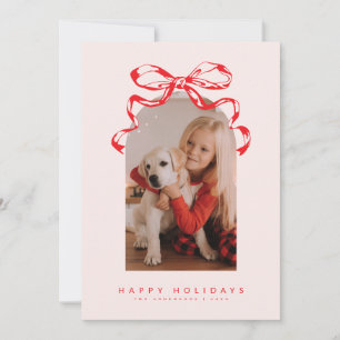 Trendy linten strik boog foto Vakantie/Kerstmis Feestdagenkaart