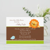 Trendy Lion Brown Neutral Baby shower Invitation Kaart (Staand voorkant)