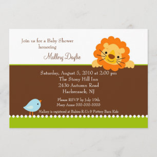 Trendy Lion Brown Neutral Baby shower Invitation Kaart