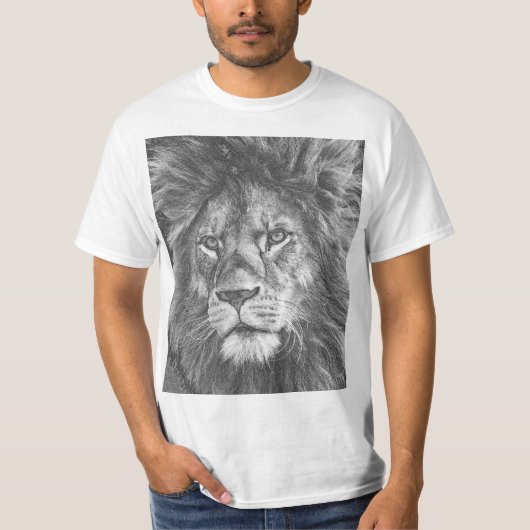 Trendy Lion Face Mannen Modern Sjabloon Elegant T-shirt (Voorkant)