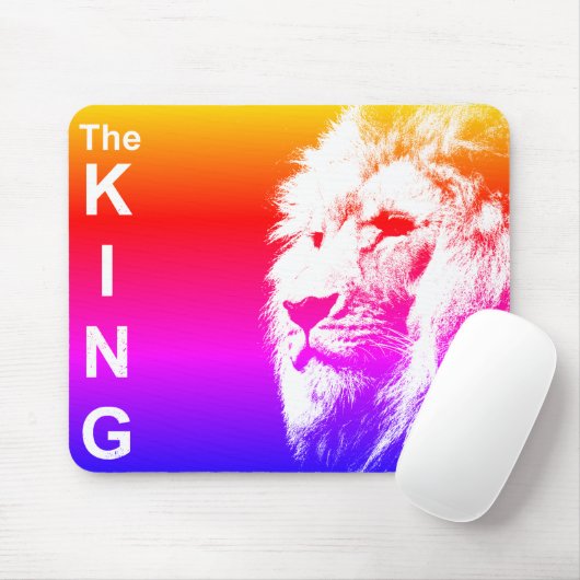 Trendy Lion Head Pop Art Afbeelding Koning Sjabloo Muismat (Met muis)