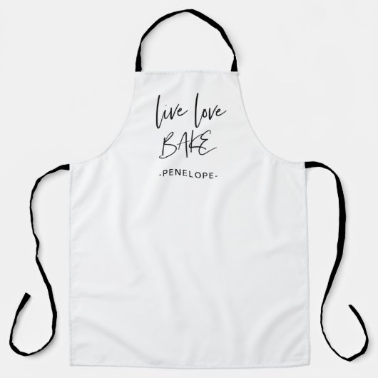 Trendy Live Love Bake Hand Lettering and Name Schort (Voorkant)