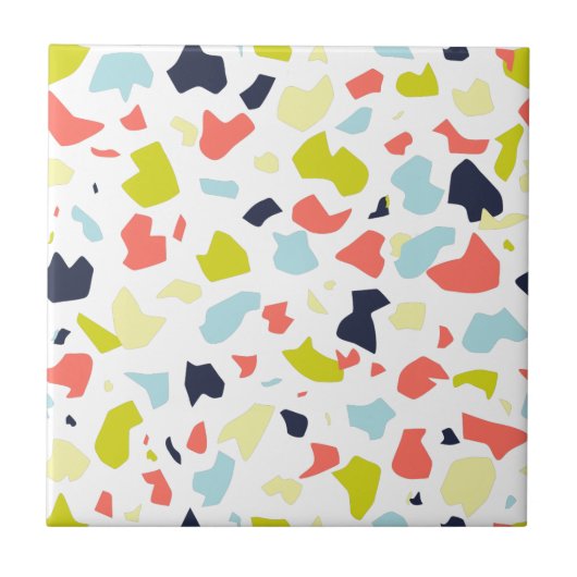 Trendy Living Coral Chartreuse Terrazzo Pattern Tegeltje (Voorkant)