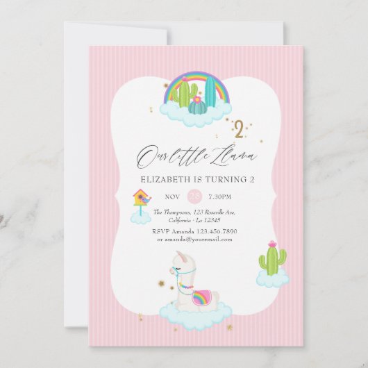 Trendy Llama 2de verjaardag van de geboorte Kaart (Voorkant)