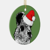 Trendy Llama en Santa Hat | Gepersonaliseerd Keramisch Ornament (Rechts)