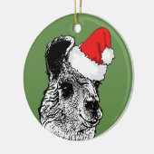 Trendy Llama en Santa Hat | Gepersonaliseerd Keramisch Ornament (Links)
