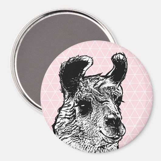 Trendy Llama Illustration & Triangles Magneet (Voorkant / Achterkant)