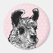 Trendy Llama Illustration & Triangles Magneet (Voorkant)