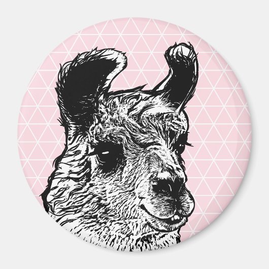 Trendy Llama Illustration & Triangles Magneet (Voorkant)