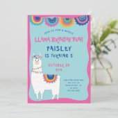 Trendy Llama meisje verjaardagsfeestje Kaart (Staand voorkant)