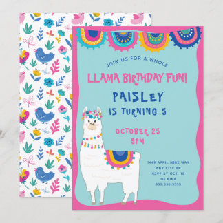 Trendy Llama meisje verjaardagsfeestje Kaart