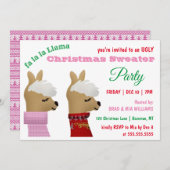 Trendy Llama Roze kerstfeestfeest Kaart (Voorkant / Achterkant)