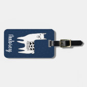 Trendy Llama schets & witte Stippen | Gepersonalis Bagagelabel (Voorkant horizontaal)