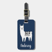 Trendy Llama schets & witte Stippen | Gepersonalis Bagagelabel (Voorkant verticaal)
