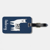 Trendy Llama schets & witte Stippen | Gepersonalis Bagagelabel (Achterkant horizontaal)