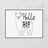 Trendy Llama Sketch & Black Stippen Hallo Briefkaart (Voorkant)