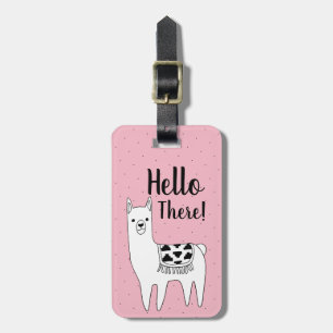 Trendy Llama Sketch & Black Stippen Hallo Daar! Bagagelabel