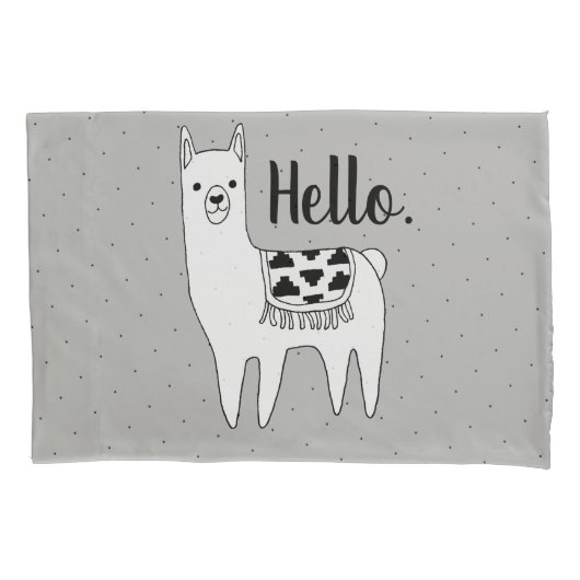 Trendy Llama Sketch & Black Stippen Hallo Kussensloop (Voorkant)
