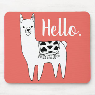 Trendy Llama Sketch Hallo in Coral Muismat